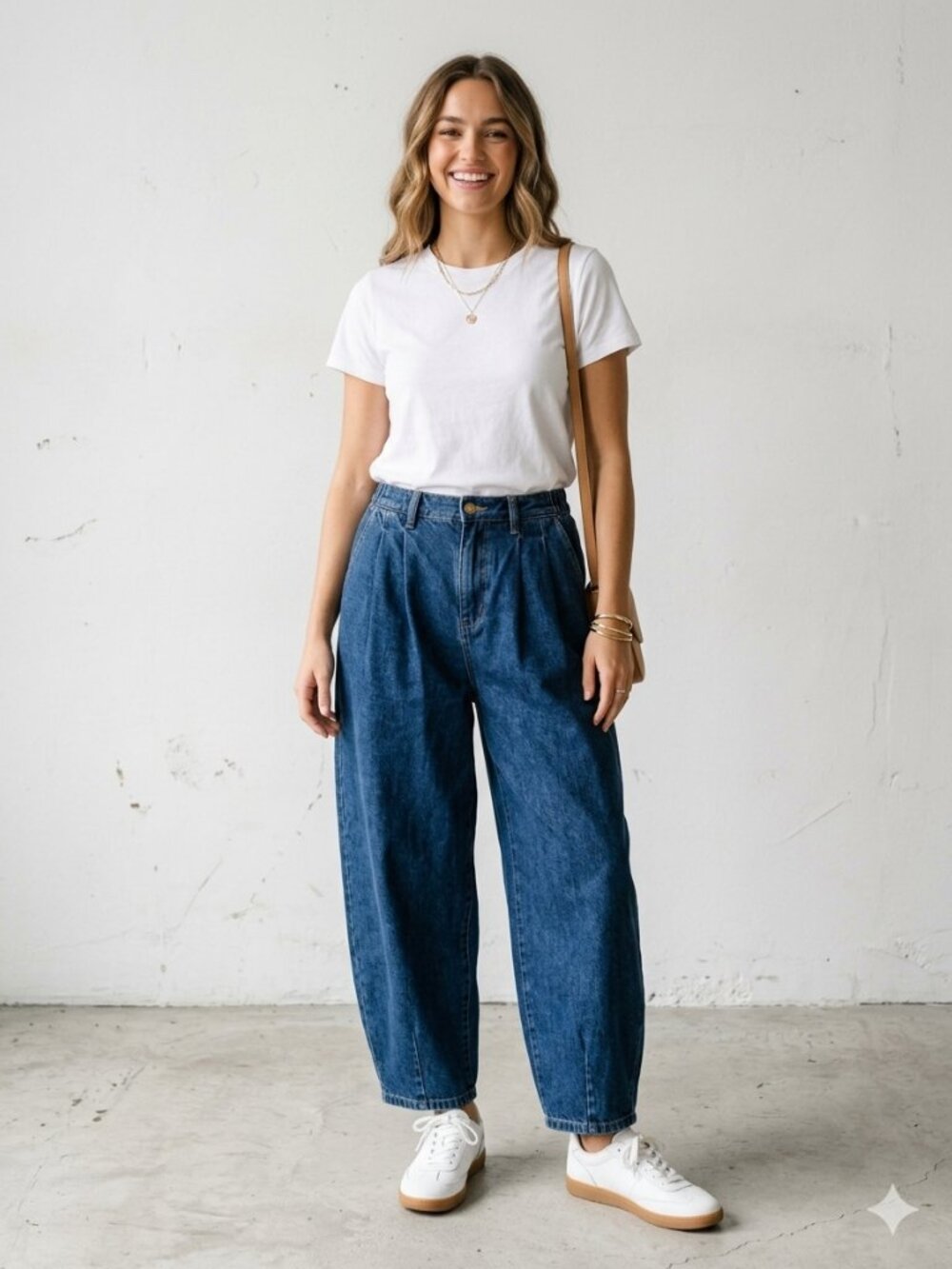 Aelfric Eden Baggy Barrel Pleated Jeans Dark Wash Stretch Waist M